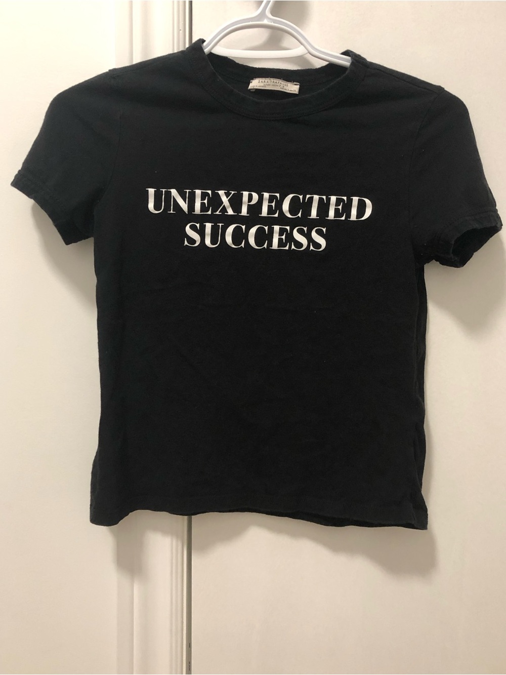 Women’s Preowned Zara Trafaluc "Unexpected Success" T-Shirt Size Small Black